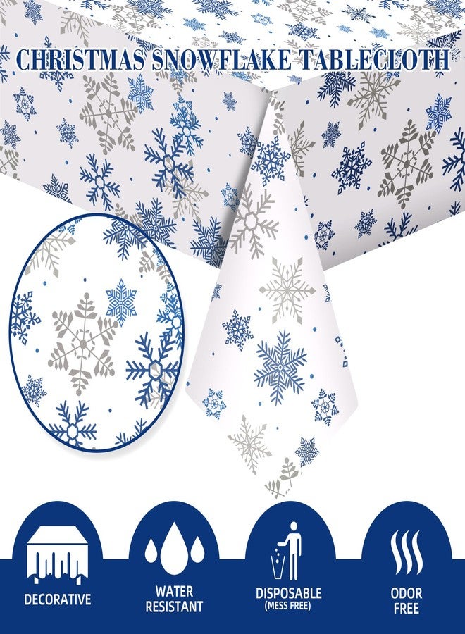 SpinLaLa 3-Piece 54 x 108 Inch Christmas Plastic Tablecloth White Snowflakes Design, Disposable Holiday Winter Wonderland Rectangle Table Cloth for Dining Room Kitchen Table Cover Indoor Outdoor Decorations - Image 3